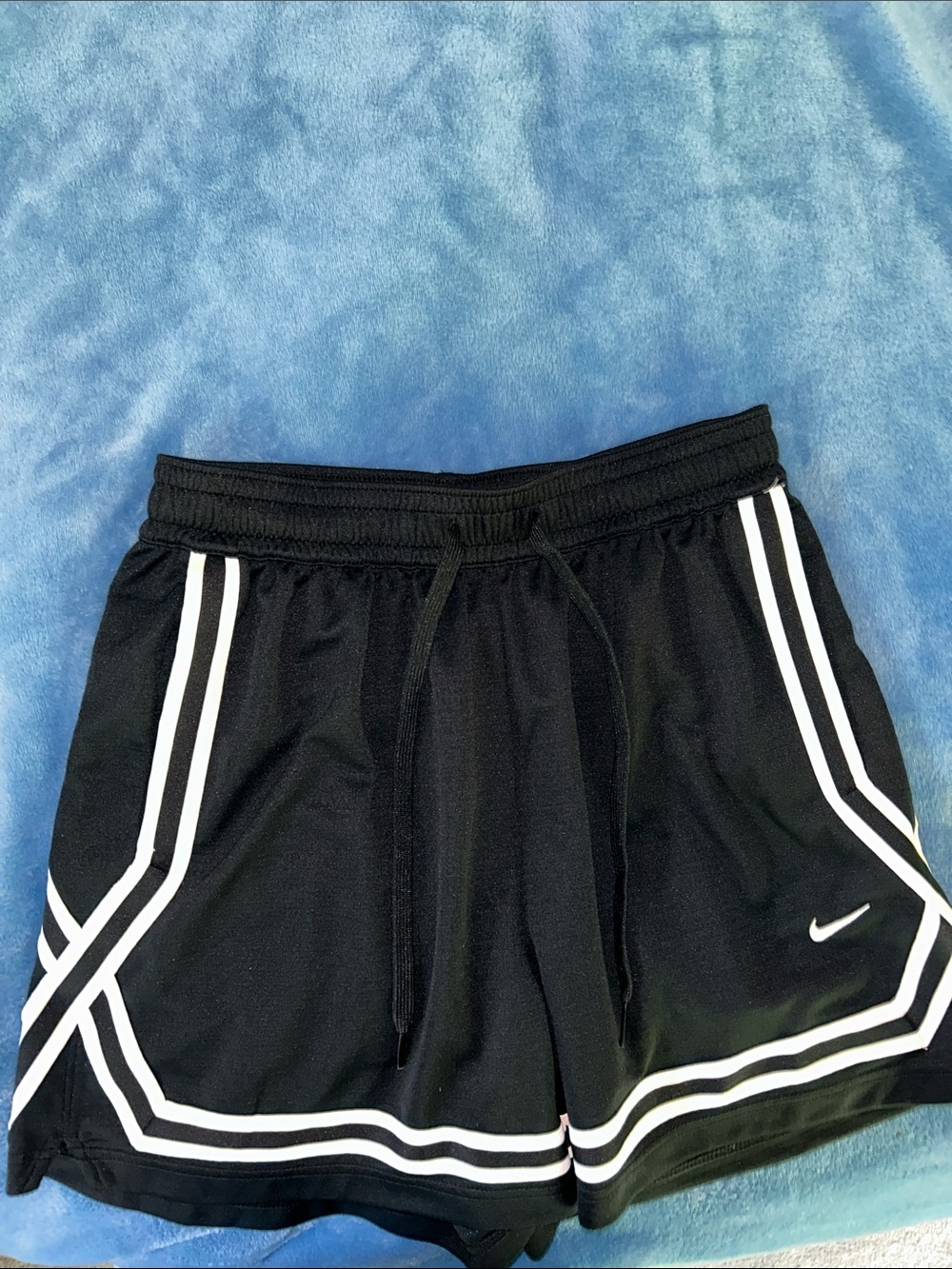 Nike Black Womens Shorts with White Double-Stripe Accent S